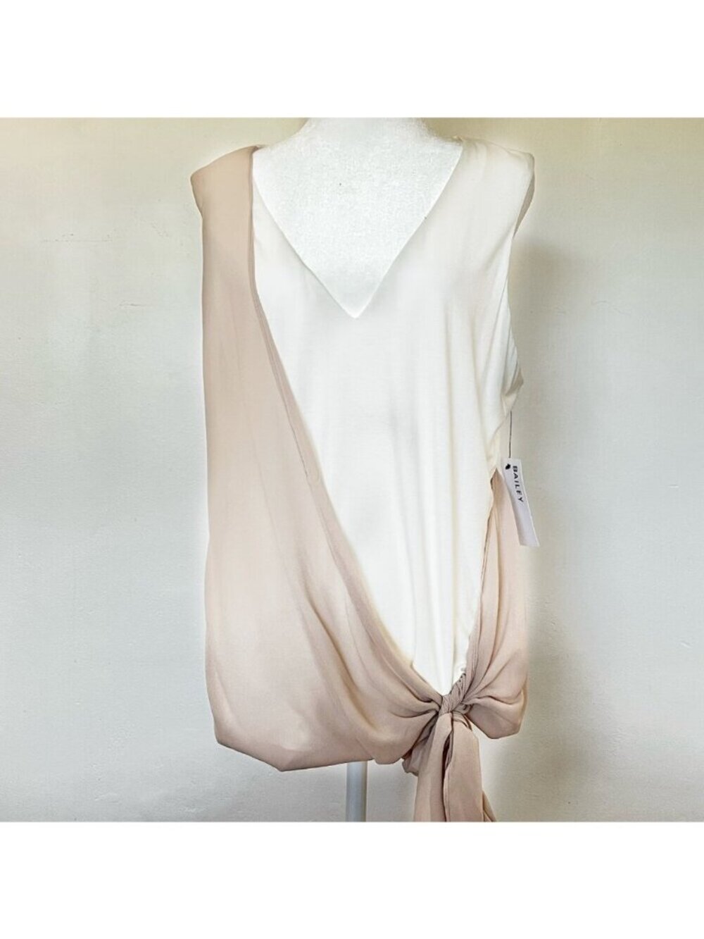 NWT Bailey 44 Side Tie Top Draped V Neck XL Neutral Quiet Luxury Fairy Chic - Picture 2 of 15